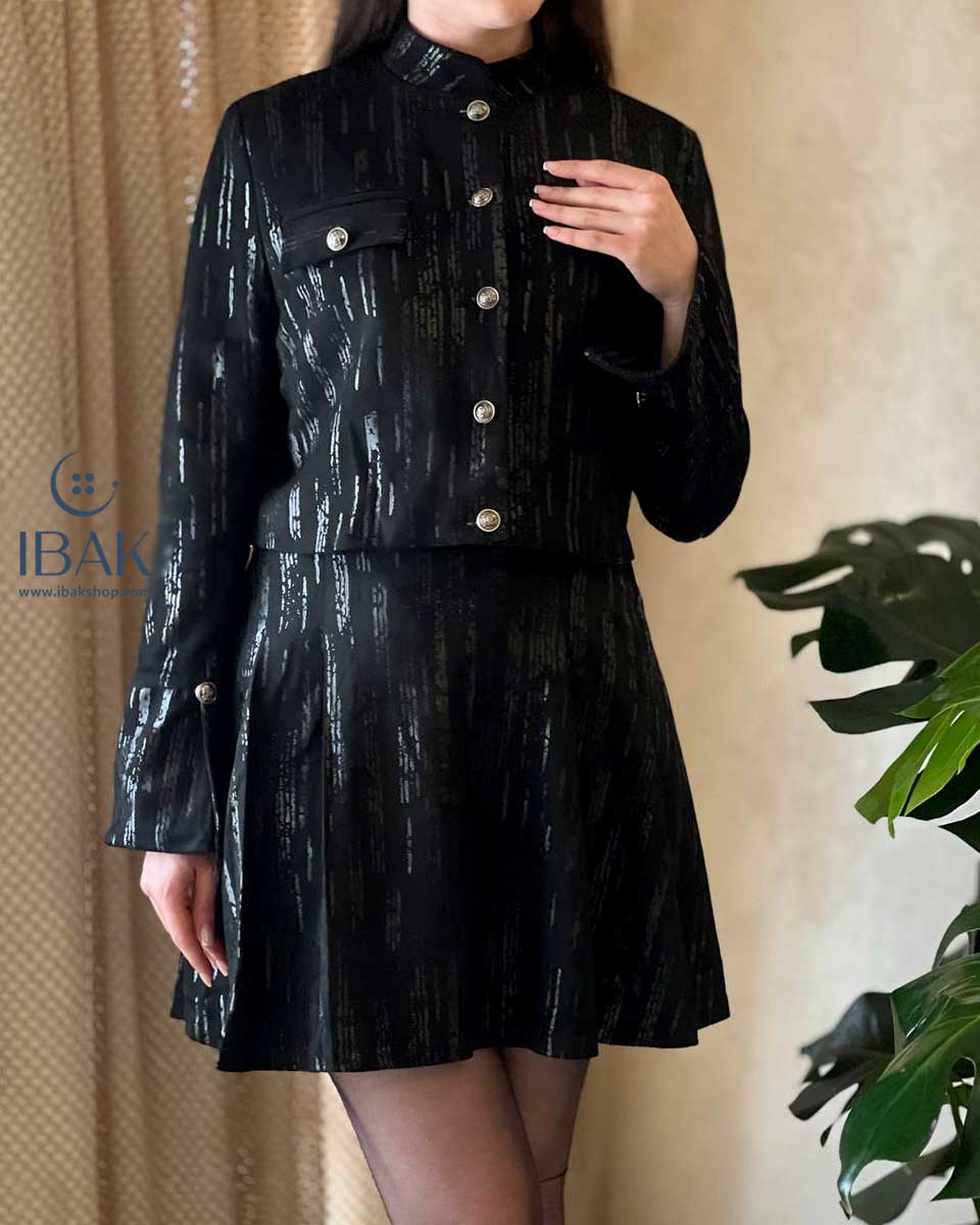 کت دامن سوییت طرحدار IBK - 38 - مشکی - سوییت