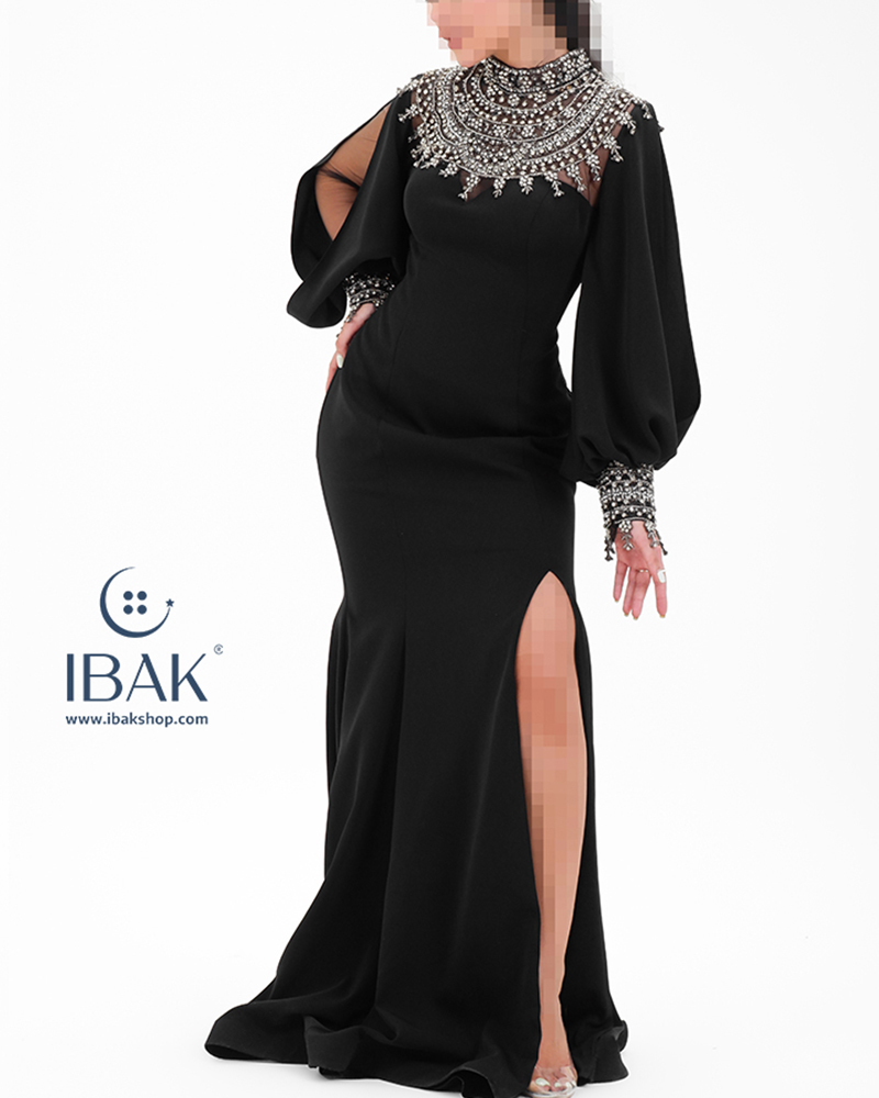 پیراهن بلند یقه نگینی5941