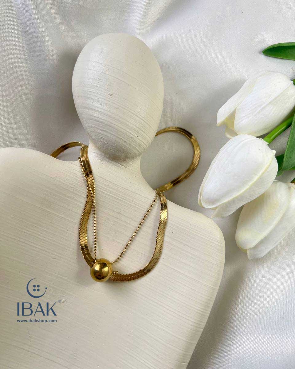 گردنبند دو لاین گوی طلایی