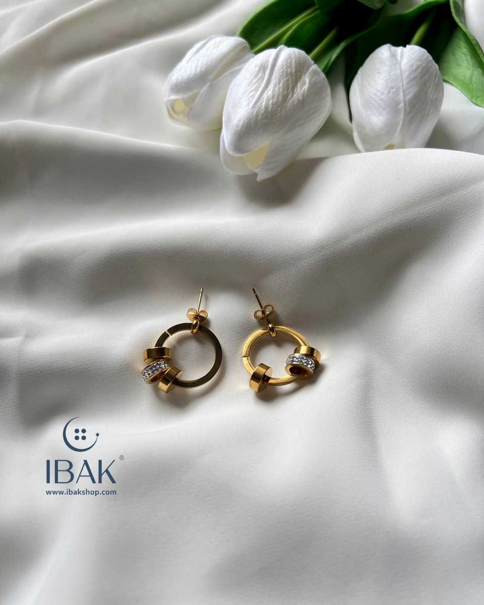 گوشواره سه گوی  تک نگین