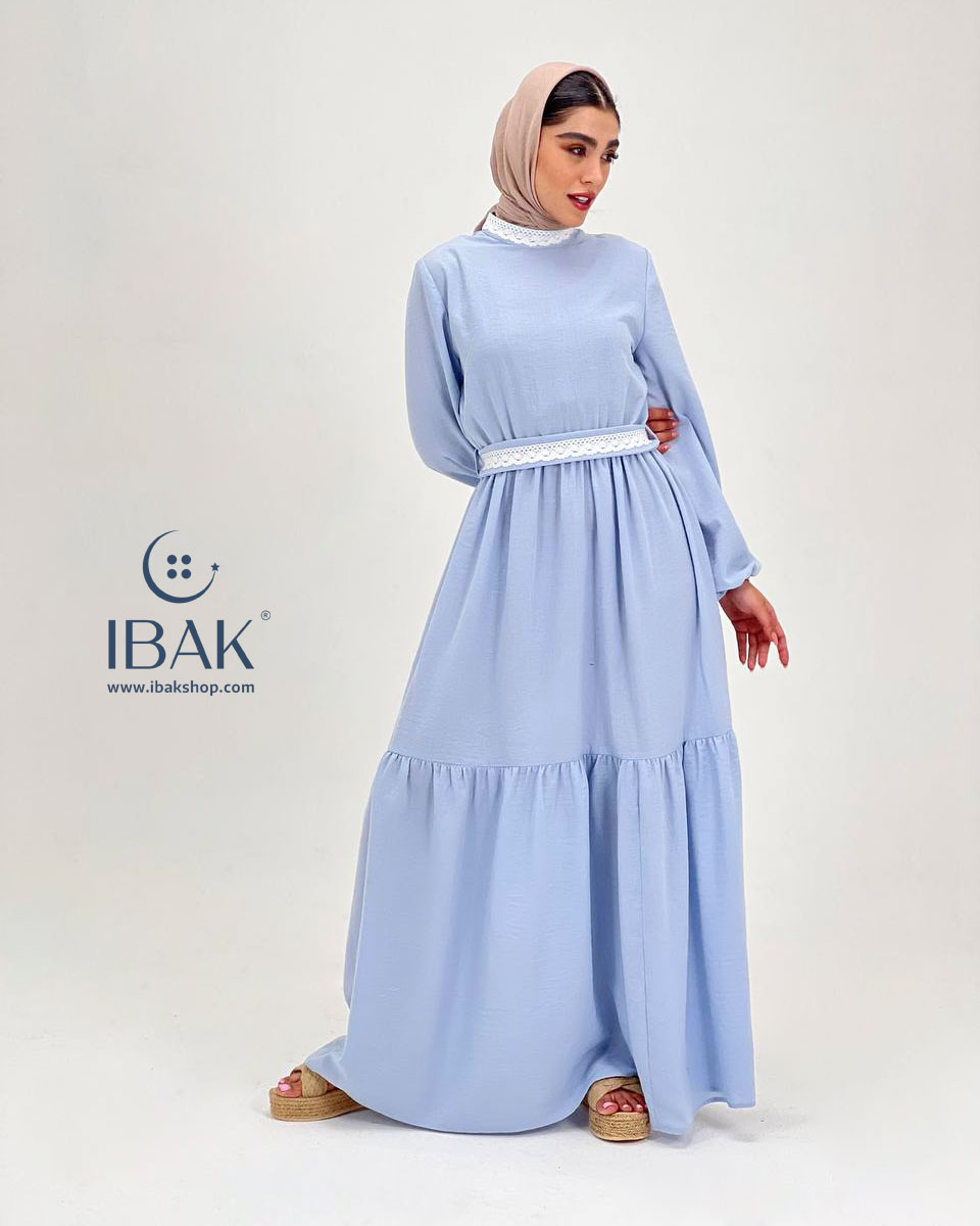 پیراهن زنانه بلند یقه گیپور ibk