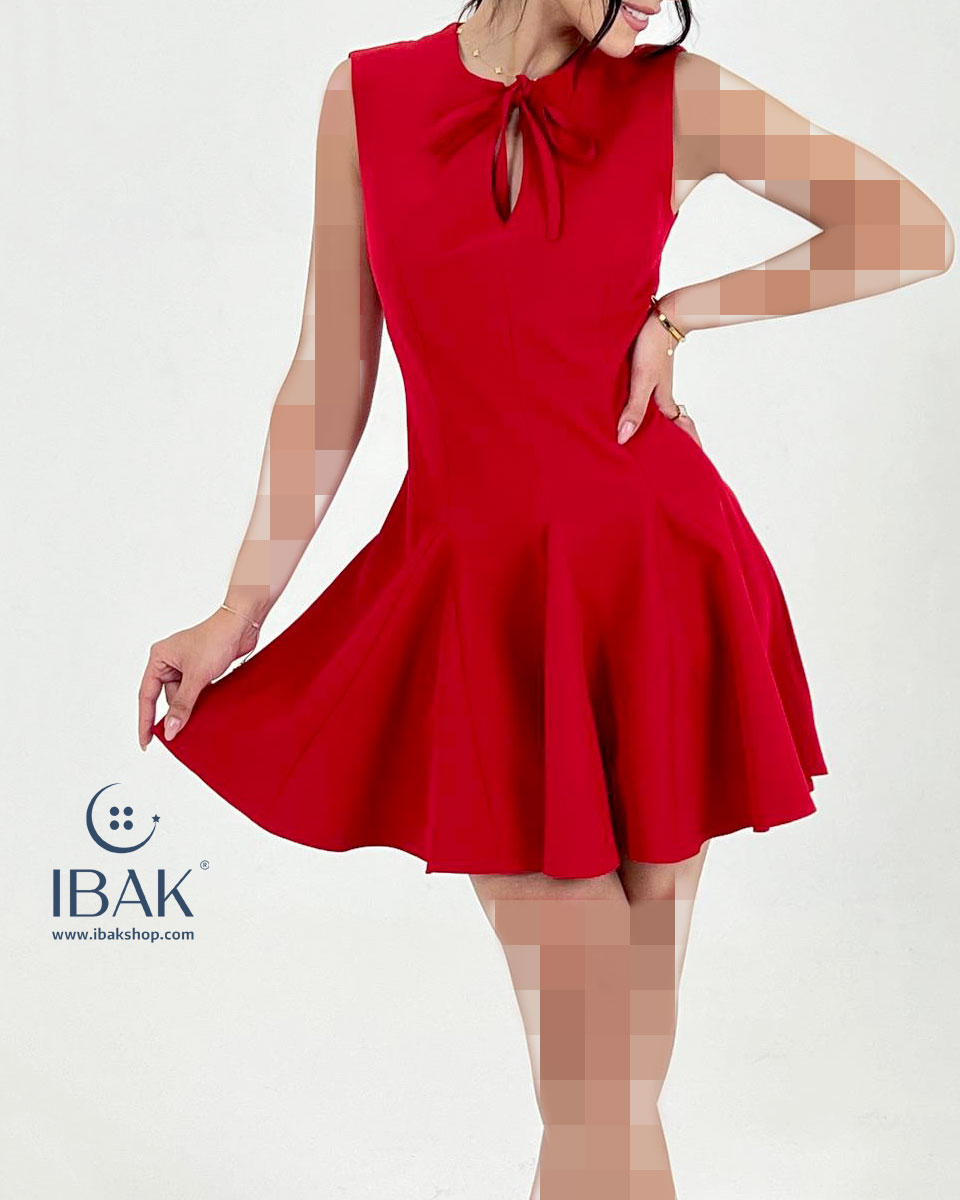 پیراهن زنانه کوتاه نیلوفری ibk