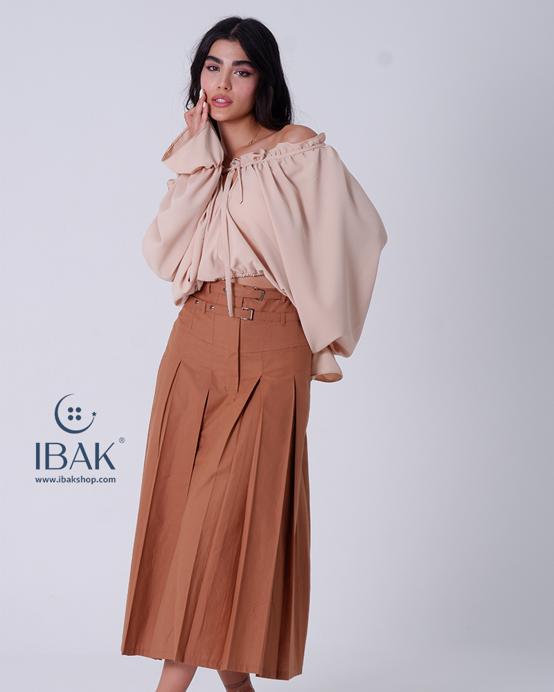 دامن زنانه پیلی  کمربند دارibak