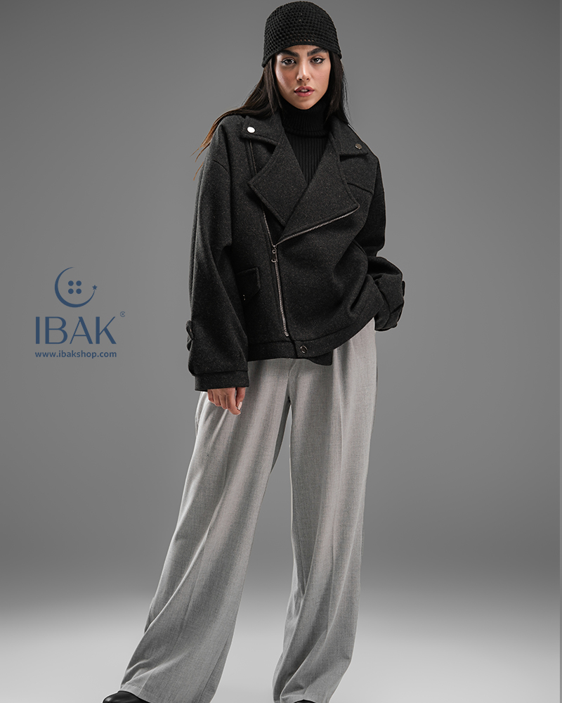 فوتر کتی زیپ کج یقه دکمه-3394-رنوس